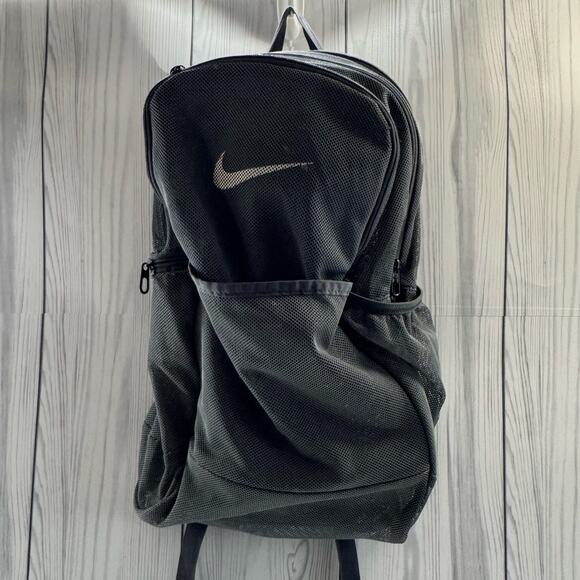 Nike Brasilia MESH Training Gym School Backpack Gray Security Mesh - Picture 1 of 10
